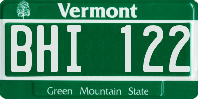 VT license plate BHI122