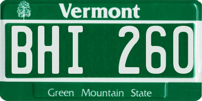VT license plate BHI260