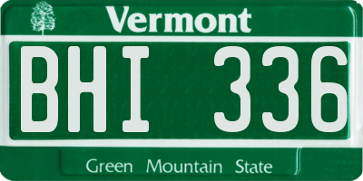 VT license plate BHI336