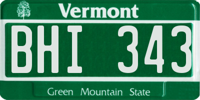 VT license plate BHI343