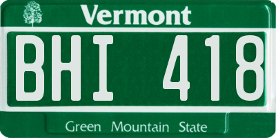 VT license plate BHI418
