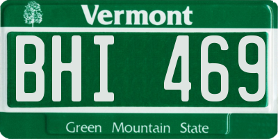 VT license plate BHI469