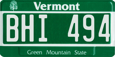 VT license plate BHI494