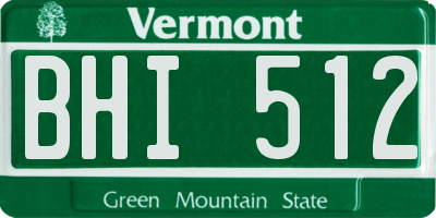 VT license plate BHI512