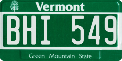 VT license plate BHI549