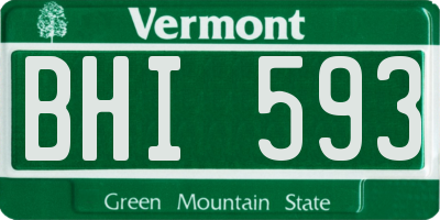 VT license plate BHI593