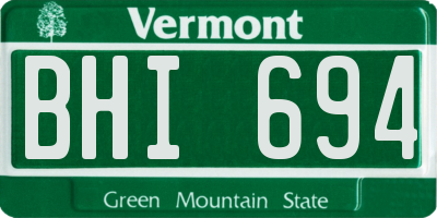 VT license plate BHI694