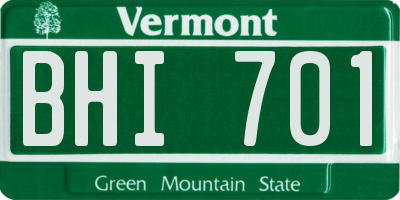VT license plate BHI701