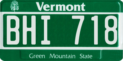 VT license plate BHI718
