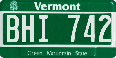 VT license plate BHI742