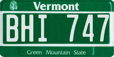 VT license plate BHI747