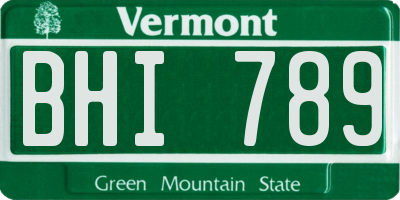 VT license plate BHI789