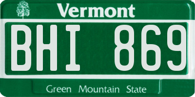 VT license plate BHI869