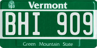 VT license plate BHI909