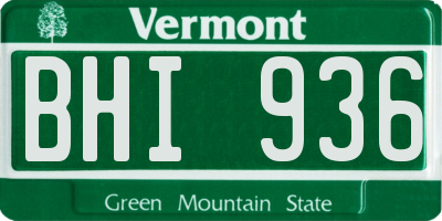 VT license plate BHI936