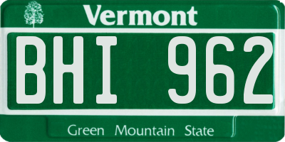 VT license plate BHI962