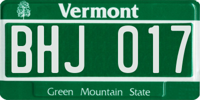 VT license plate BHJ017