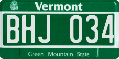 VT license plate BHJ034