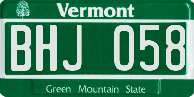 VT license plate BHJ058