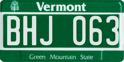 VT license plate BHJ063