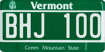 VT license plate BHJ100