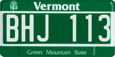 VT license plate BHJ113