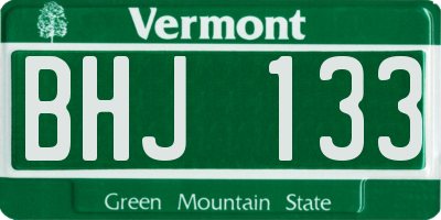 VT license plate BHJ133