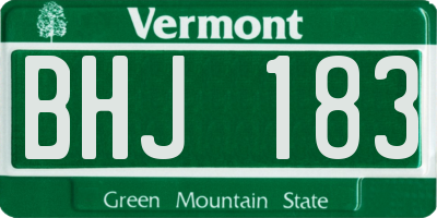 VT license plate BHJ183