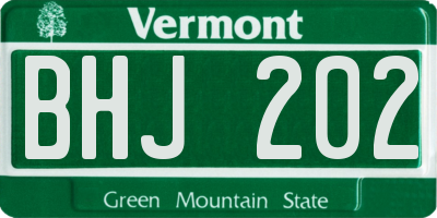 VT license plate BHJ202