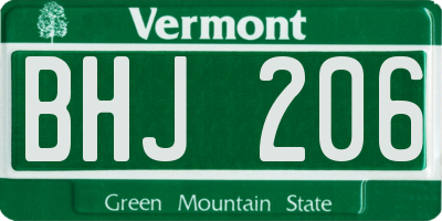 VT license plate BHJ206