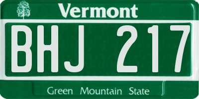 VT license plate BHJ217