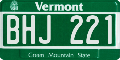 VT license plate BHJ221