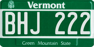 VT license plate BHJ222