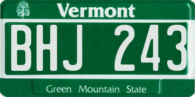 VT license plate BHJ243