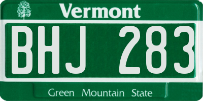 VT license plate BHJ283