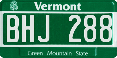VT license plate BHJ288