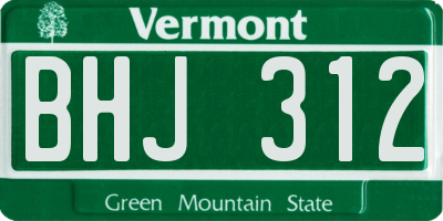 VT license plate BHJ312
