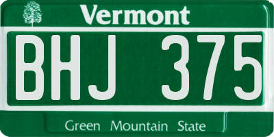 VT license plate BHJ375