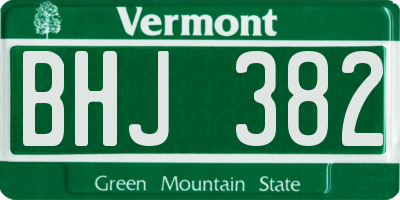 VT license plate BHJ382