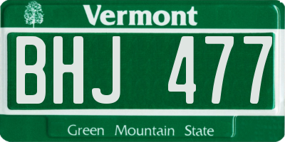 VT license plate BHJ477