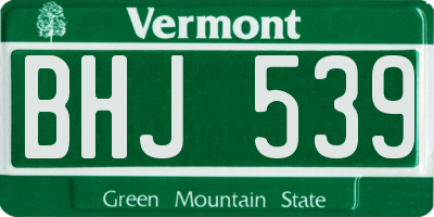 VT license plate BHJ539