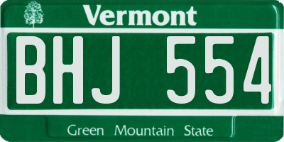 VT license plate BHJ554