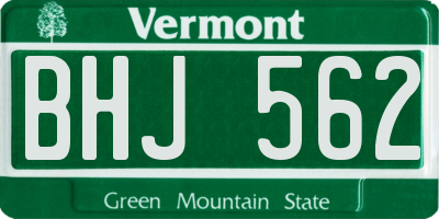 VT license plate BHJ562