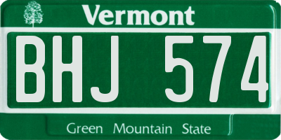 VT license plate BHJ574