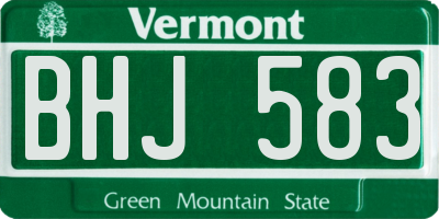 VT license plate BHJ583