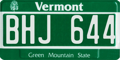 VT license plate BHJ644