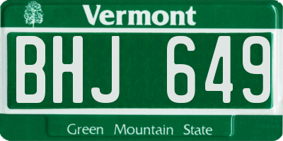 VT license plate BHJ649