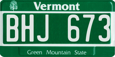 VT license plate BHJ673