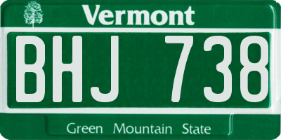 VT license plate BHJ738