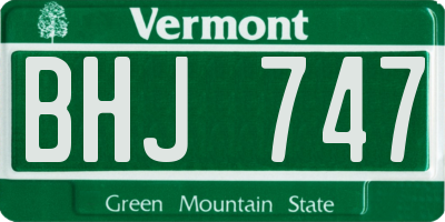 VT license plate BHJ747